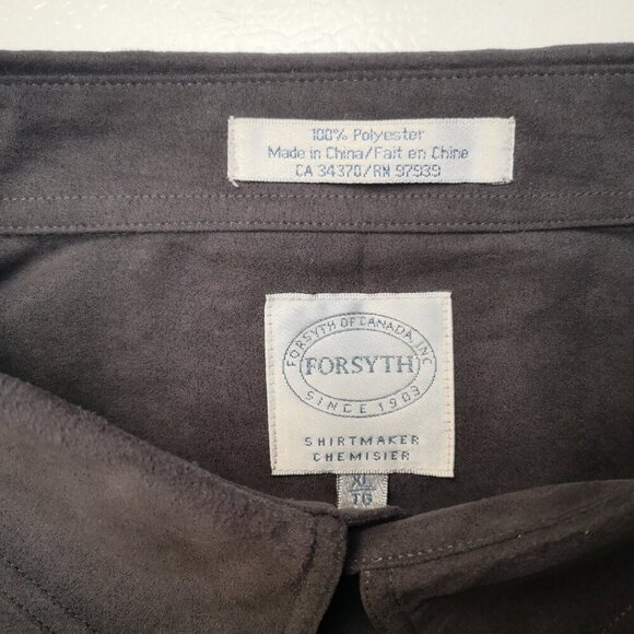 Forsyth Men's Size XL Charcoal Grey Button Front & Cuffs Shirt - Picture 3 of 11